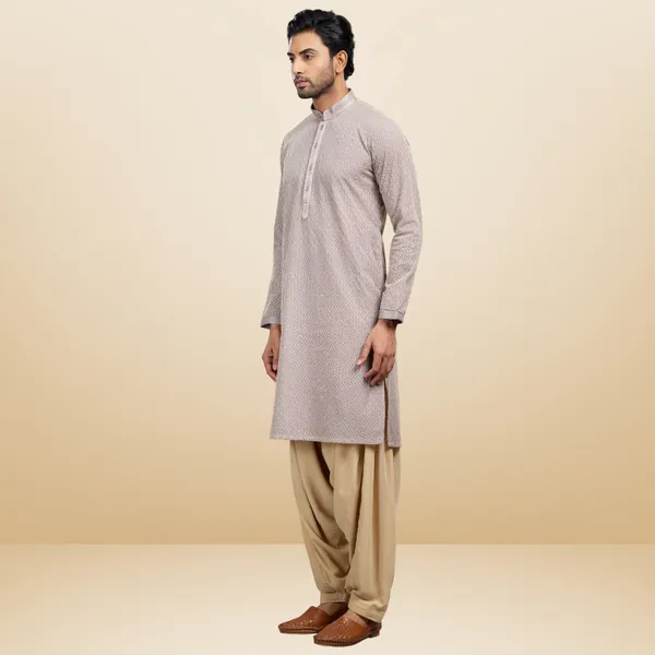 Purple_Georgette_Embroidered_Kurta_&_Patiala_Set_|_For_Men