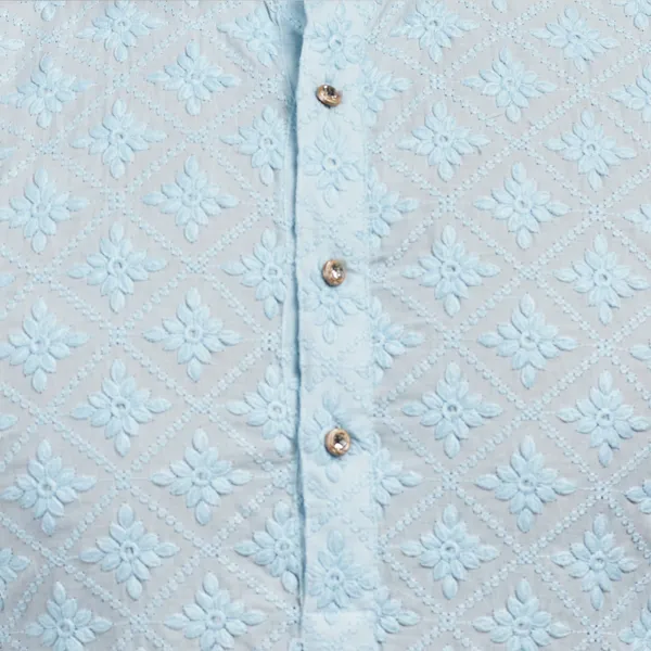 Blue_Lucknowi_Cotton_Kurta_|_For_Men