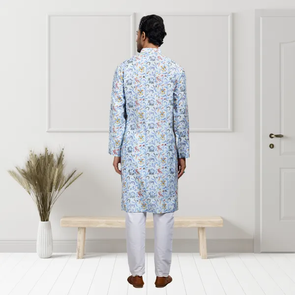 Blue_Printed_Blended_silk_Kurta_|_For_Men