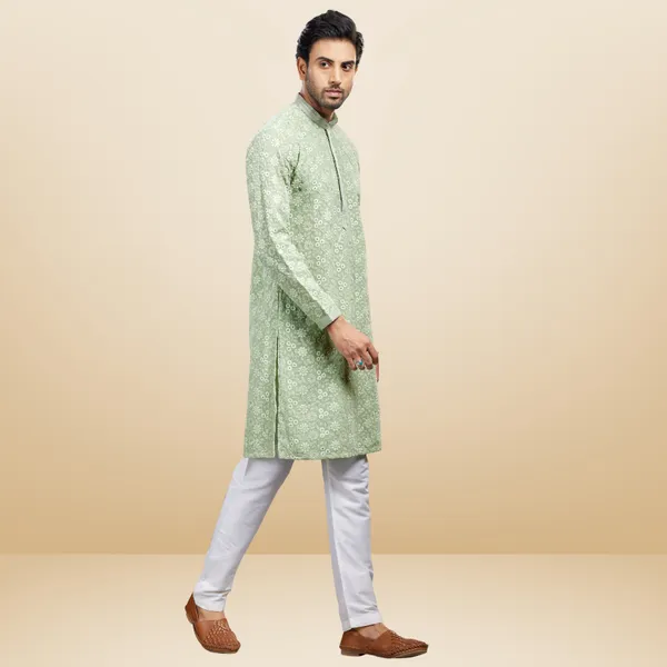 Pista_Georgette_Embroidered_Kurta_&_Pajama_Set__|_For_Men