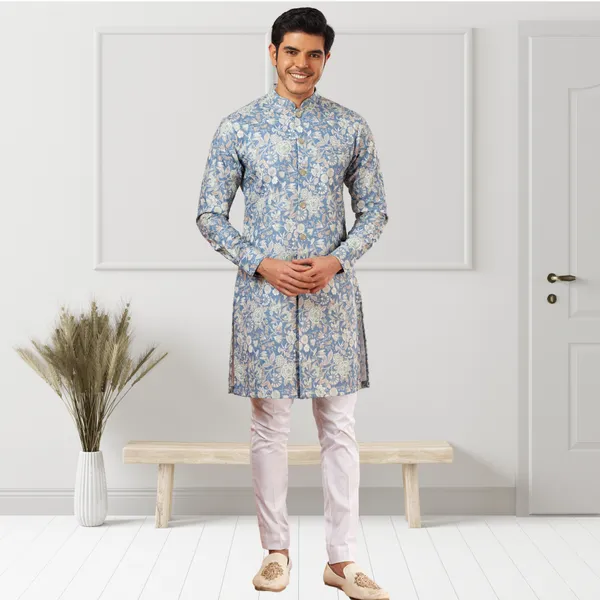 Mint_Blue_Cotton_Shifli_Printed_Kurta_&_Patiala_Set__|_For_Men