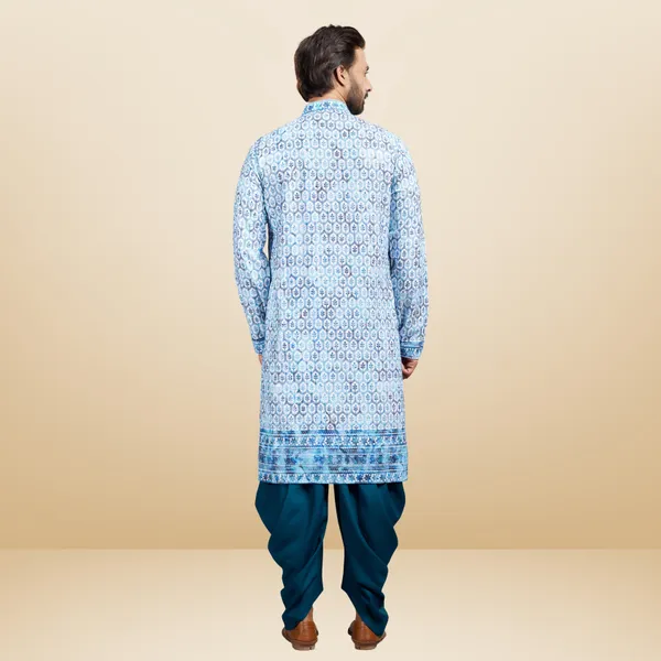 Blue_Cotton_Rayon_Embroidered_Kurta_&_Patiala_Set_|_For_Men