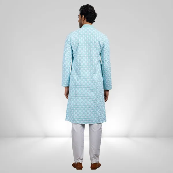 Blue_Cotton_Rayon_Embroidered_Kurta_&_Pajama_Set__|_For_Men