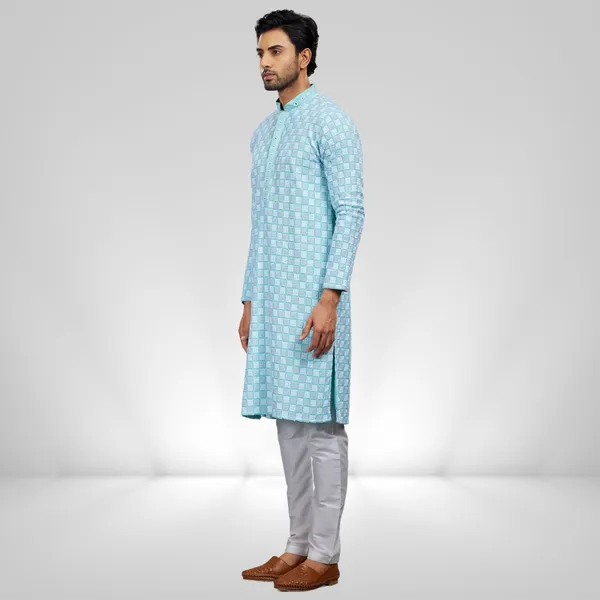 Blue_Cotton_Rayon_Embroidered_Kurta_&_Pajama_Set__|_For_Men