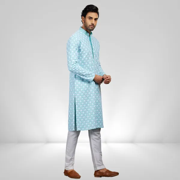 Blue_Cotton_Rayon_Embroidered_Kurta_&_Pajama_Set__|_For_Men