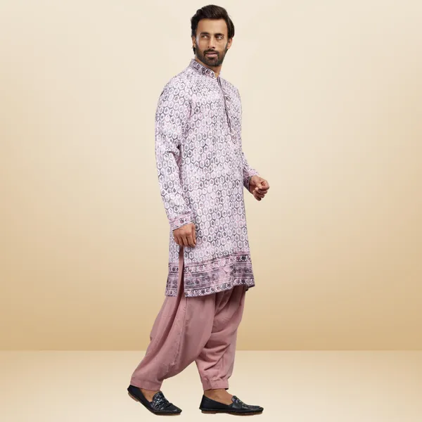 Mauve_Cotton_Rayon_Embroidered_Kurta_&_Patiala_Set_|_For_Men