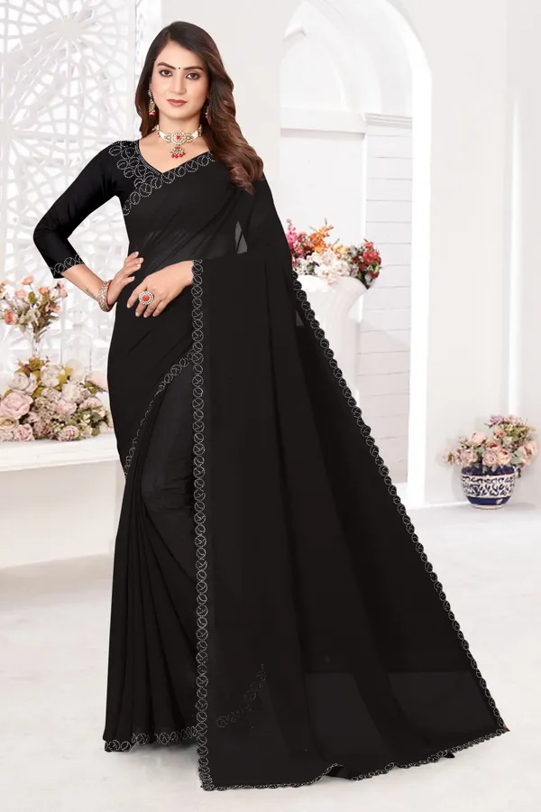 Black_Georgette_Embellished_Daily_Wear_Saree_For_Women
