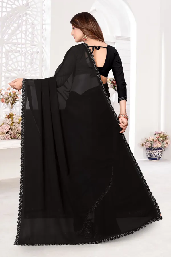 Black_Georgette_Embellished_Daily_Wear_Saree_For_Women
