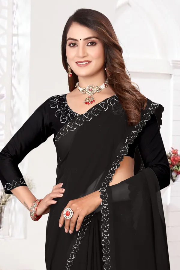 Black_Georgette_Embellished_Daily_Wear_Saree_For_Women