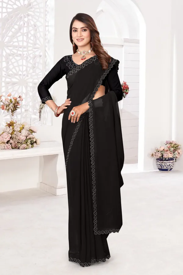Black_Georgette_Embellished_Daily_Wear_Saree_For_Women