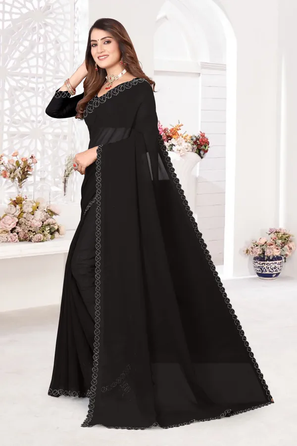 Black_Georgette_Embellished_Daily_Wear_Saree_For_Women