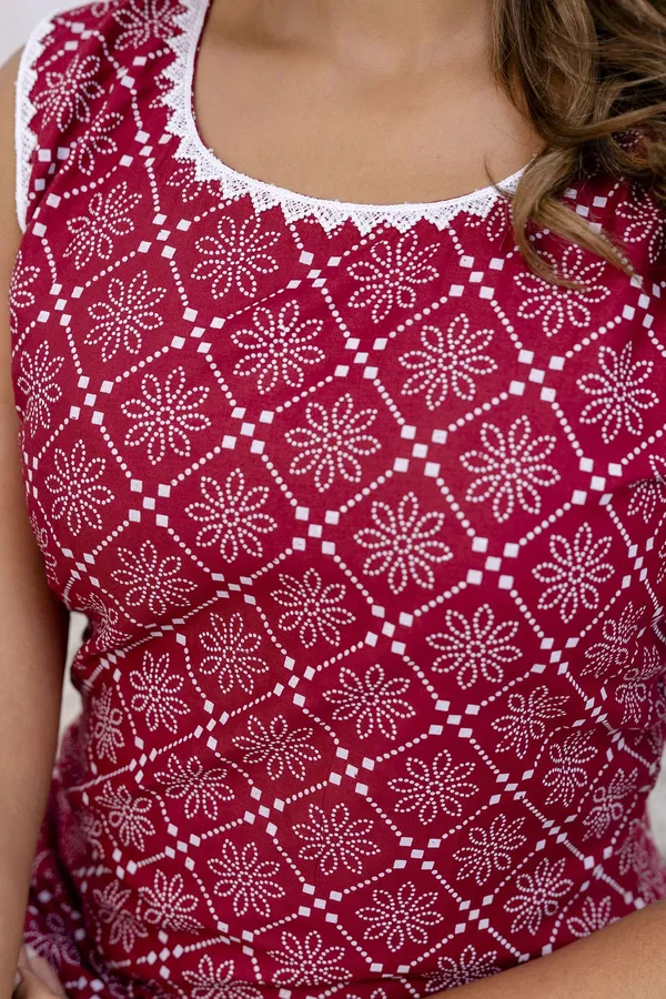 Pink_Satin_Floral_Print_Sleeveless_Round_Neck_Kurta_For_Women