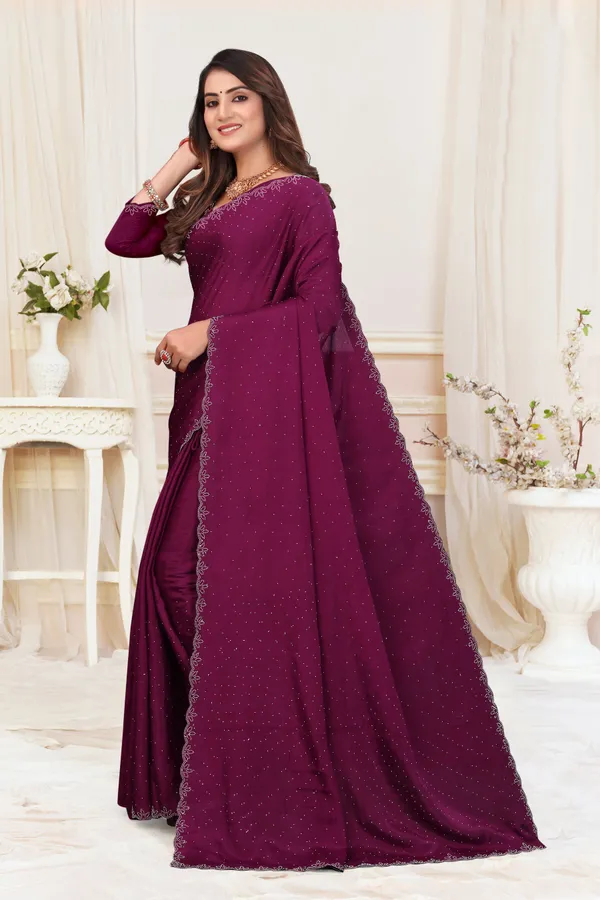 Maroon_Chiffon_Embellished_Bollywood_Saree_For_Women