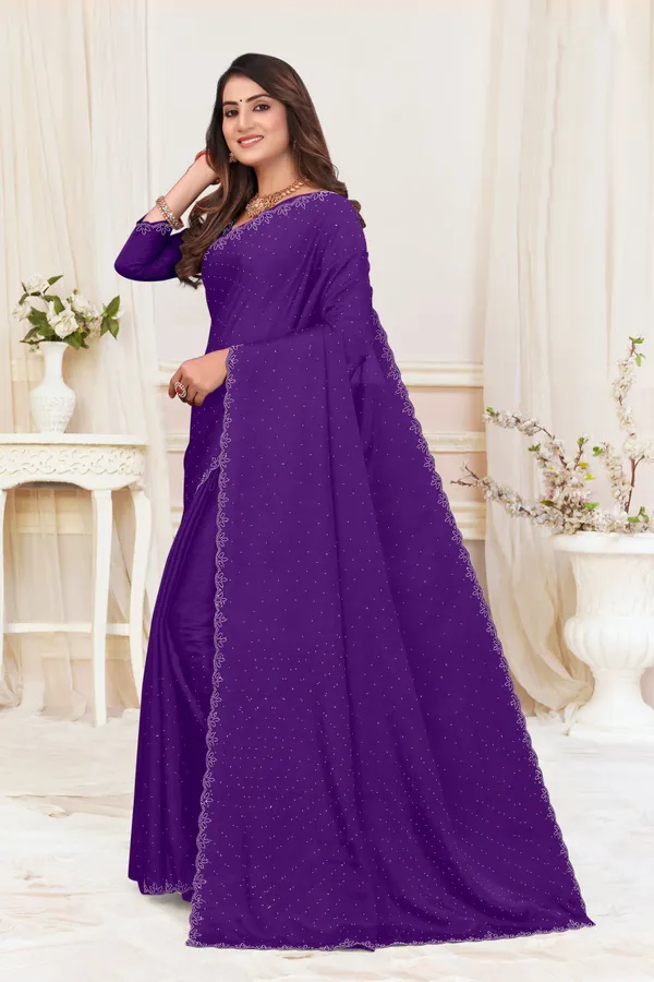 Blue_Chiffon_Solid/Plain_Bollywood_Saree_For_Women