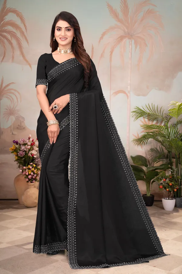Black_Georgette_Embellished_Daily_Wear_Saree_For_Women