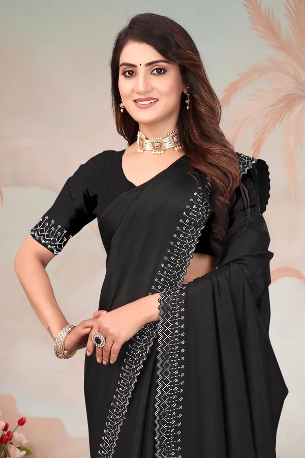 Black_Georgette_Embellished_Daily_Wear_Saree_For_Women