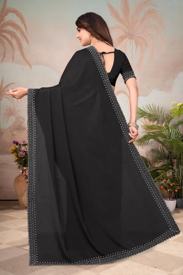 Black_Georgette_Embellished_Daily_Wear_Saree_For_Women