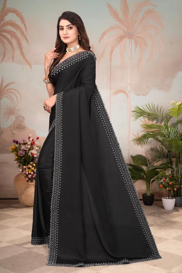 Black_Georgette_Embellished_Daily_Wear_Saree_For_Women
