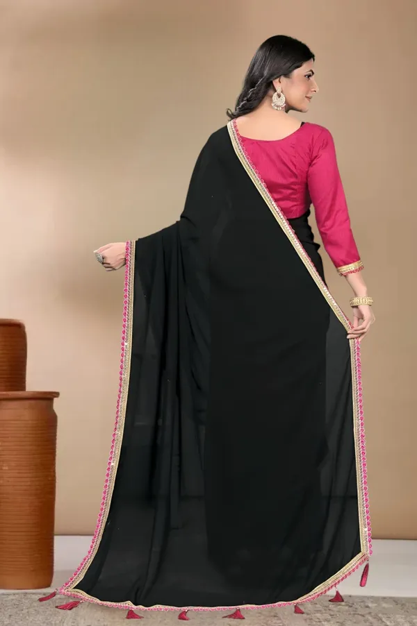 Black_Georgette_Embellished_Embroidered_Bollywood_Saree_For_Women