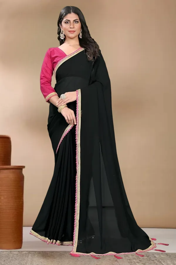 Black_Georgette_Embellished_Embroidered_Bollywood_Saree_For_Women