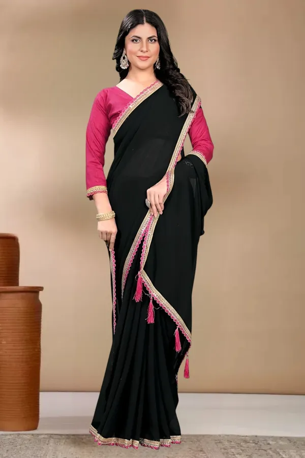 Black_Georgette_Embellished_Embroidered_Bollywood_Saree_For_Women