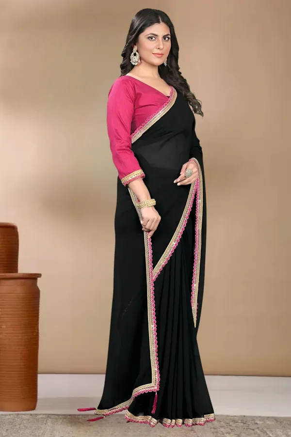 Black_Georgette_Embellished_Embroidered_Bollywood_Saree_For_Women