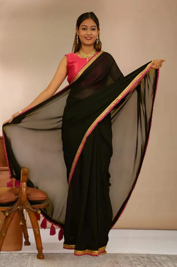 Black_Georgette_Embellished_Embroidered_Daily_Wear_Saree_For_Women