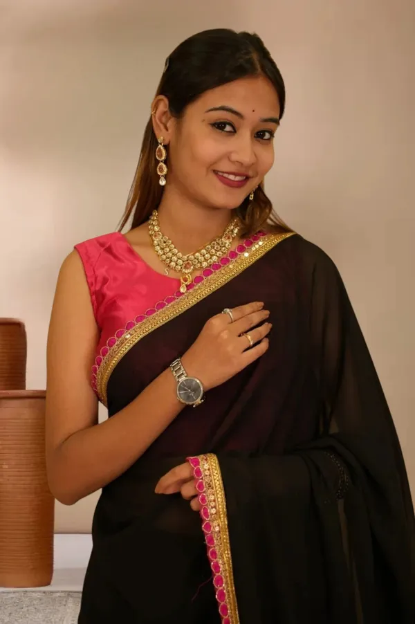 Black_Georgette_Embellished_Embroidered_Daily_Wear_Saree_For_Women