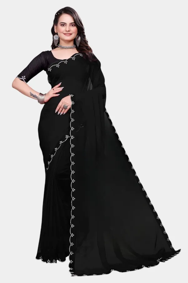 Black_Georgette_Embellished_Bollywood_Saree_For_Women
