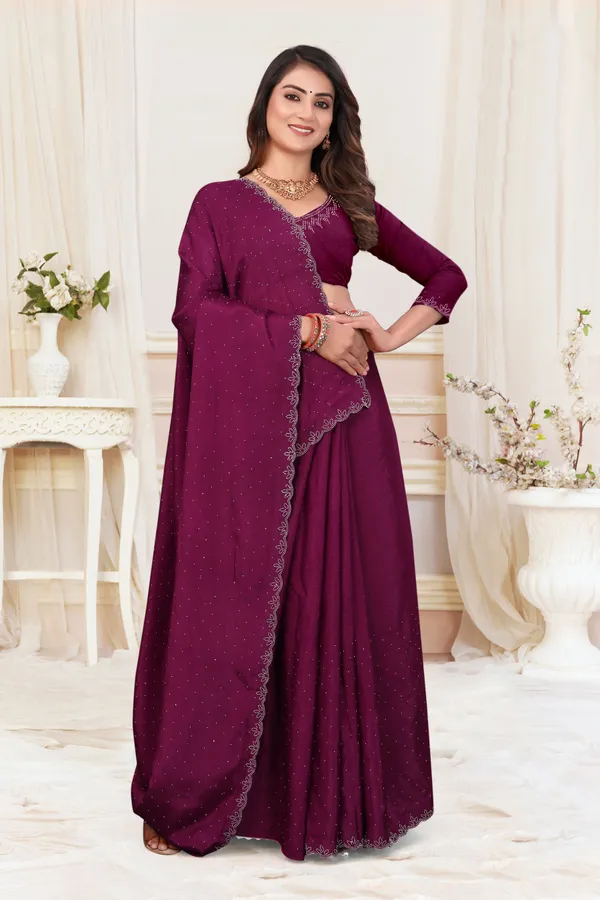 Maroon_Chiffon_Embellished_Bollywood_Saree_For_Women