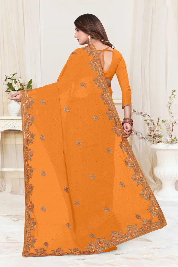 Orange_Georgette_Printed_Bollywood_Saree_For_Women