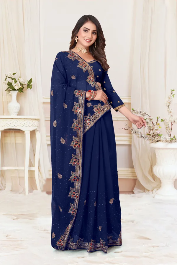 Dark_Blue_Georgette_Printed_Bollywood_Saree_For_Women
