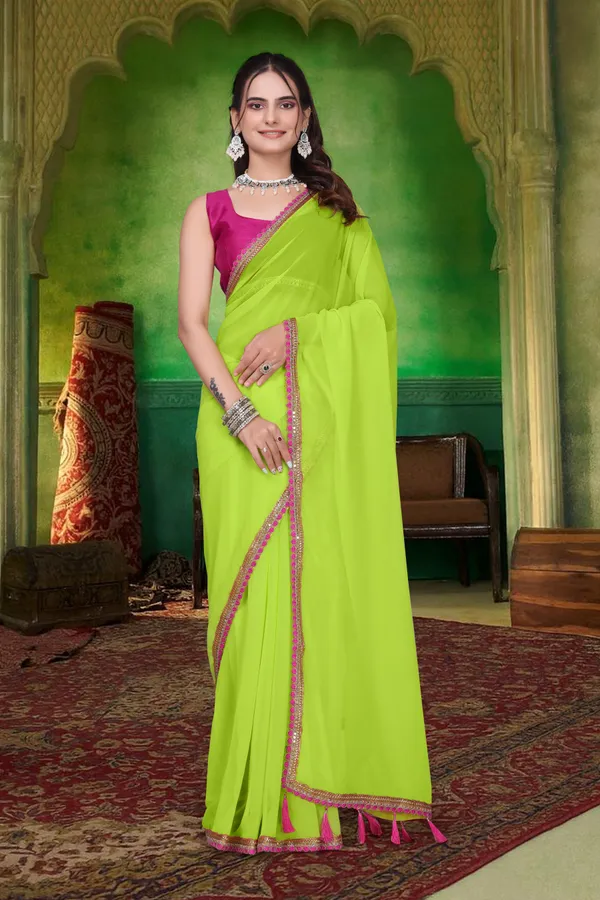 Green_Georgette_Embroidered_Daily_Wear_Saree_For_Women