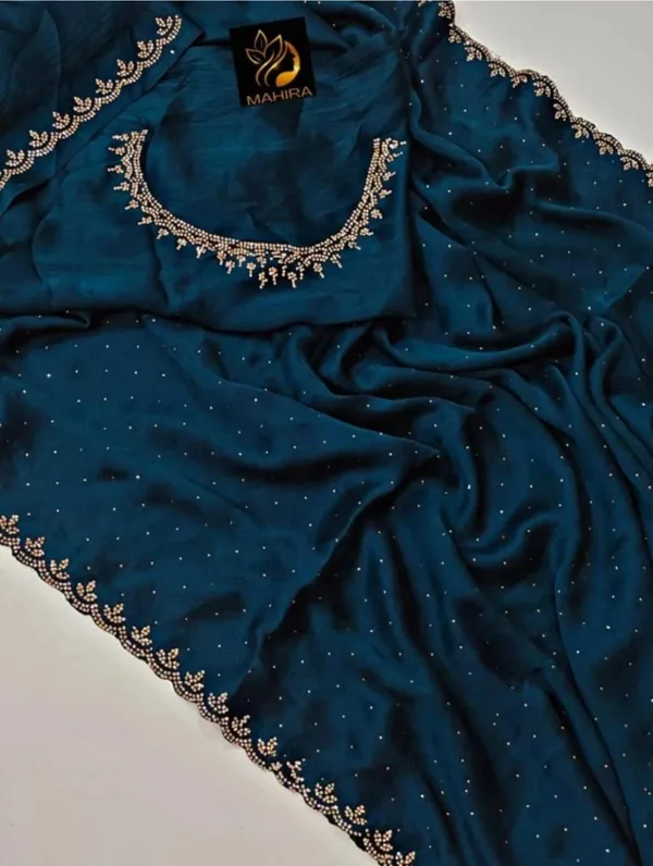 Blue_Satin_Solid/Plain_Daily_Wear_Saree_For_Women