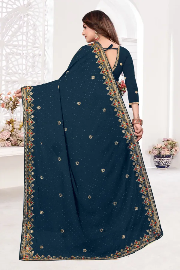 Dark_Blue_Georgette_Embroidered_Banarasi_Saree_For_Women