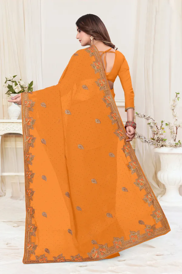 Orange_Georgette_Embroidered_Bollywood_Saree_For_Women