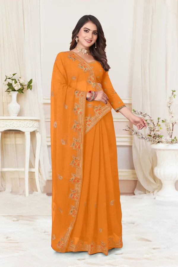 Orange_Georgette_Embroidered_Bollywood_Saree_For_Women