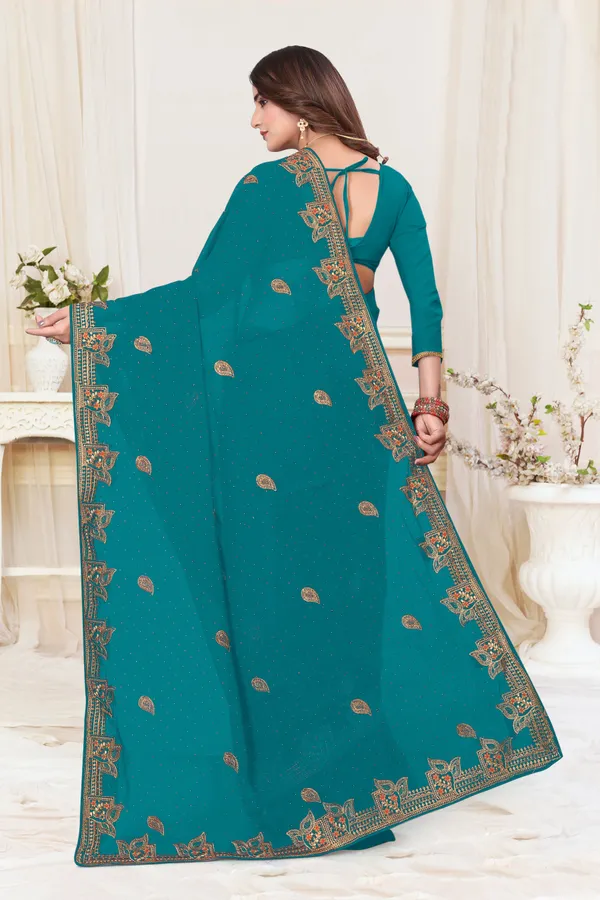 Blue_Georgette_Embroidered_Bollywood_Saree_For_Women