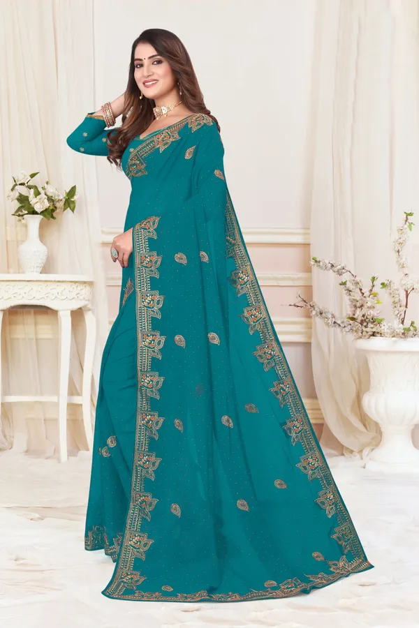 Blue_Georgette_Embroidered_Bollywood_Saree_For_Women