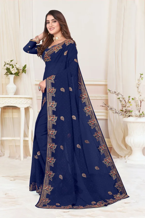 Dark_Blue_Georgette_Embroidered_Bollywood_Saree_For_Women