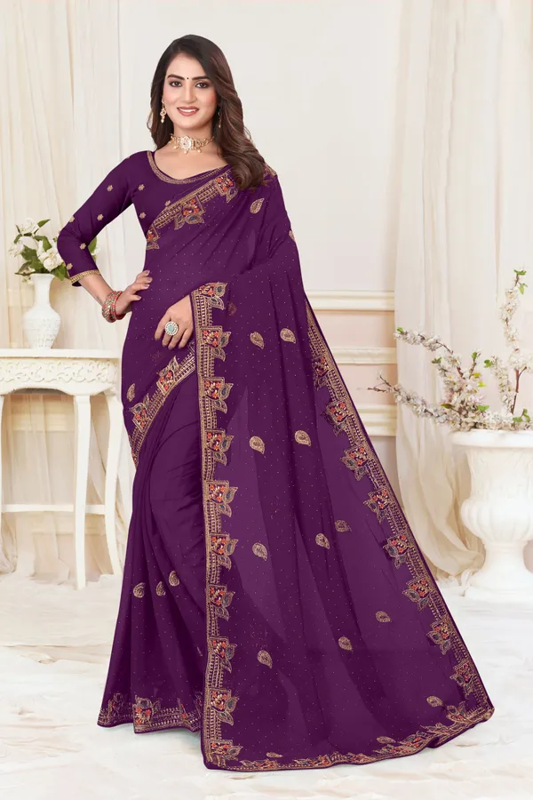 Dark_Blue_Georgette_Embroidered_Bollywood_Saree_For_Women
