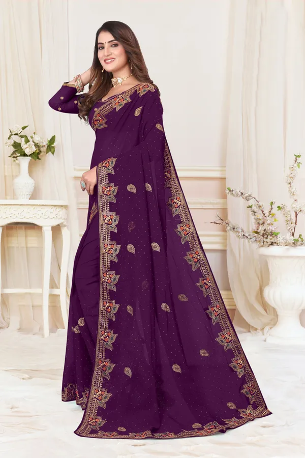 Dark_Blue_Georgette_Embroidered_Bollywood_Saree_For_Women