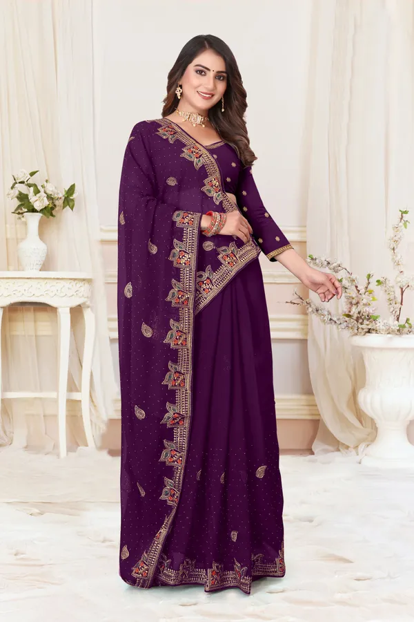 Dark_Blue_Georgette_Embroidered_Bollywood_Saree_For_Women