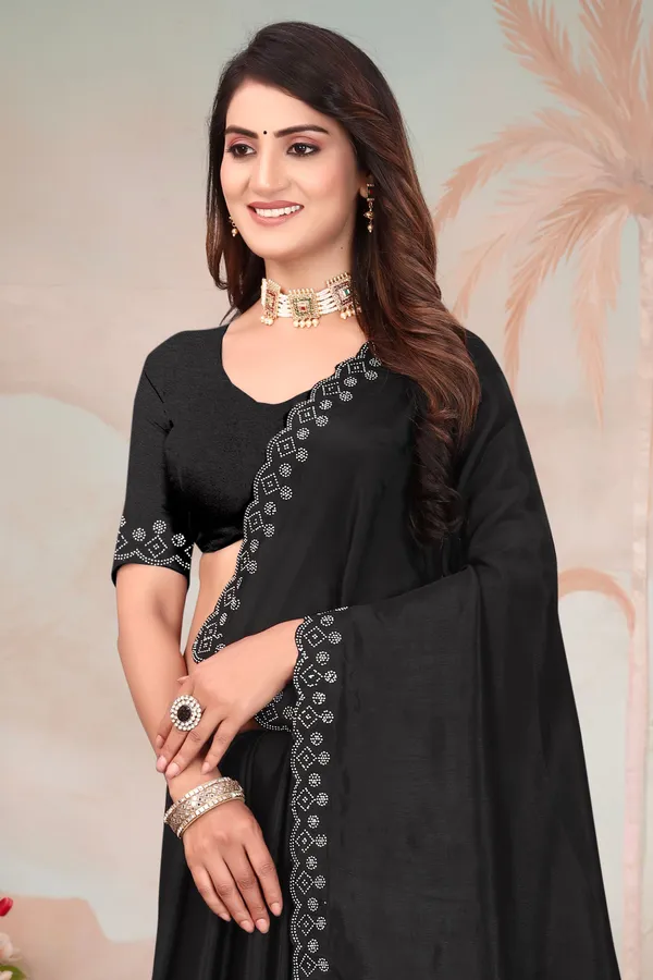 Black_Georgette_Embellished_Daily_Wear_Saree_For_Women