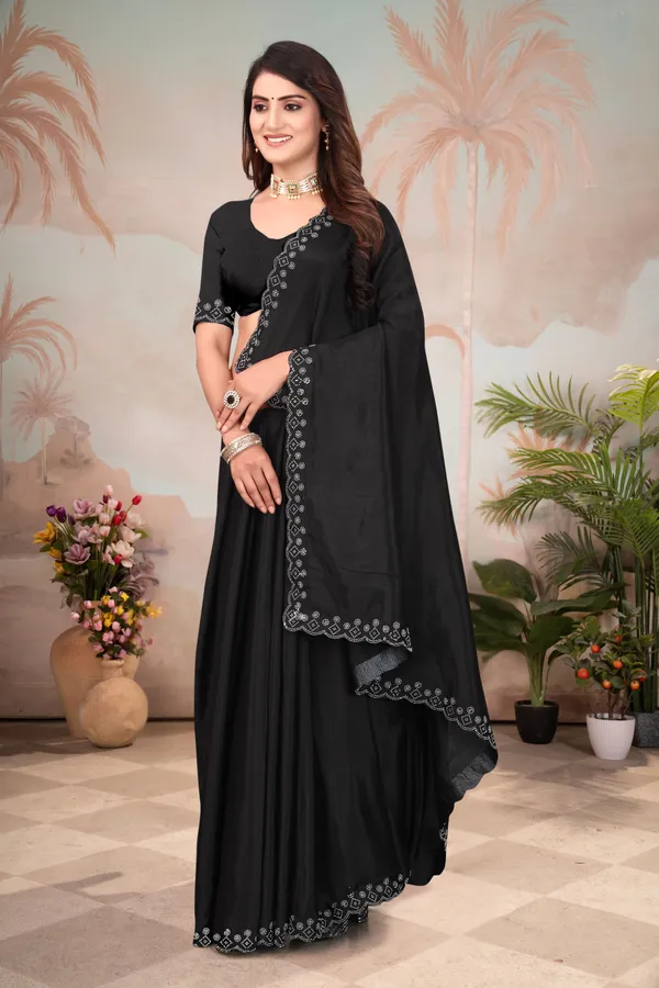 Black_Georgette_Embellished_Daily_Wear_Saree_For_Women