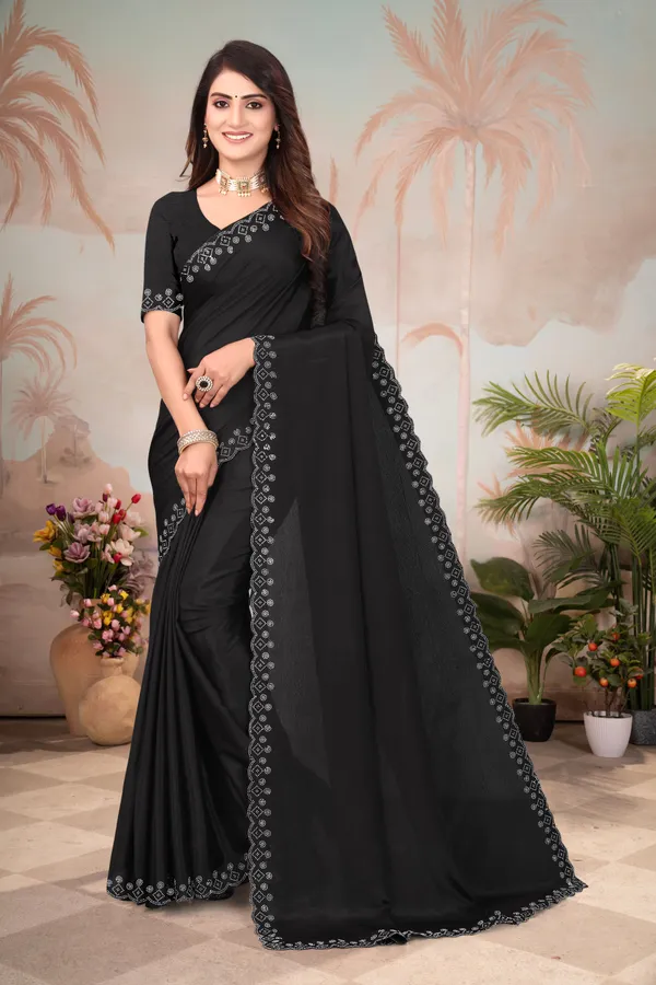 Black_Georgette_Embellished_Daily_Wear_Saree_For_Women