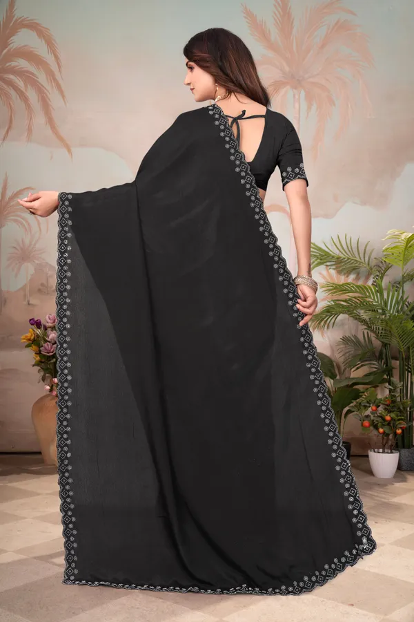 Black_Georgette_Embellished_Daily_Wear_Saree_For_Women