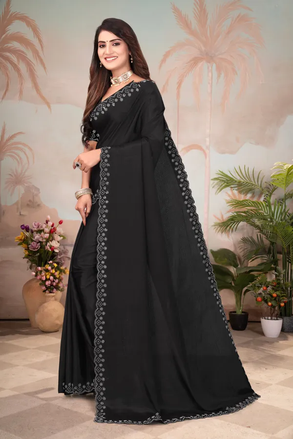 Black_Georgette_Embellished_Daily_Wear_Saree_For_Women