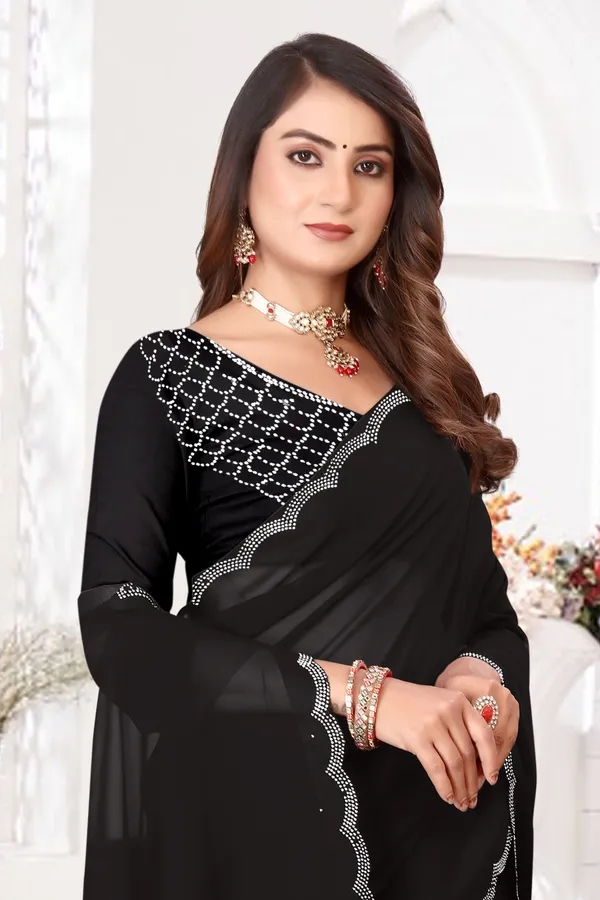 Black_Georgette_Embellished_Bollywood_Saree_For_Women