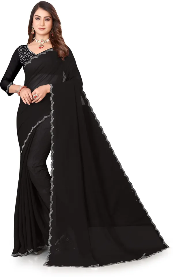 Black_Georgette_Embellished_Bollywood_Saree_For_Women